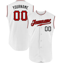 Load image into Gallery viewer, Custom White Red-Black Authentic Sleeveless Baseball Jersey

