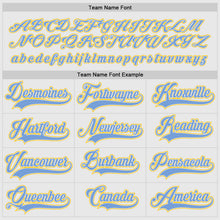 Load image into Gallery viewer, Custom White Light Blue-Gold Hockey Jersey
