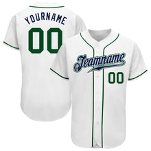 Load image into Gallery viewer, Custom White Green-Navy Authentic Baseball Jersey
