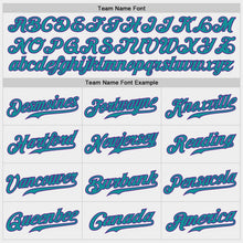 Load image into Gallery viewer, Custom White Purple-Teal Authentic Baseball Jersey
