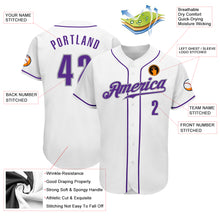 Load image into Gallery viewer, Custom White Purple-Gray Authentic Baseball Jersey
