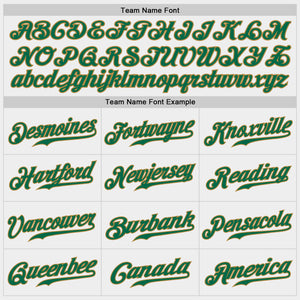 Custom White Kelly Green-Old Gold Authentic Baseball Jersey