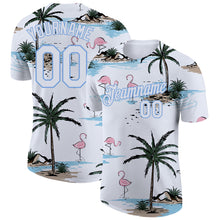 Load image into Gallery viewer, Custom White White-Light Blue 3D Pattern Design Hawaii Palm Trees Performance T-Shirt
