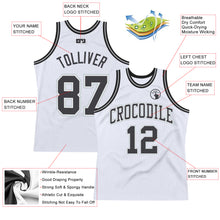 Load image into Gallery viewer, Custom White Steel Gray-Silver Authentic Throwback Basketball Jersey
