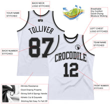 Load image into Gallery viewer, Custom White Black-Gray Authentic Throwback Basketball Jersey
