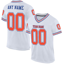 Load image into Gallery viewer, Custom White Orange-Royal Mesh Authentic Throwback Football Jersey
