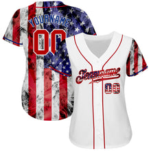 Load image into Gallery viewer, Custom White Red-Royal 3D American Flag Authentic Baseball Jersey
