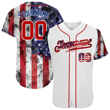 Load image into Gallery viewer, Custom White Red-Royal 3D American Flag Authentic Baseball Jersey
