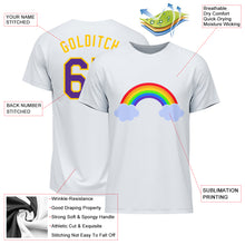 Load image into Gallery viewer, Custom White Purple-Gold Rainbow For Pride LGBT Performance T-Shirt
