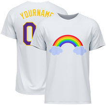 Load image into Gallery viewer, Custom White Purple-Gold Rainbow For Pride LGBT Performance T-Shirt
