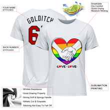 Load image into Gallery viewer, Custom White Gold-Red Rainbow Colored Heart For Pride Month Love Is Love LGBT Performance T-Shirt
