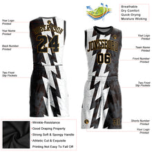 Load image into Gallery viewer, Custom White Black-Old Gold Round Neck Sublimation Basketball Suit Jersey
