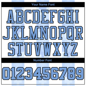 Custom White Light Blue-Black Round Neck Sublimation Basketball Suit Jersey