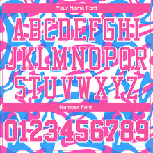 Load image into Gallery viewer, Custom White Pink-Light Blue Music Festival Round Neck Sublimation Basketball Suit Jersey
