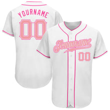 Load image into Gallery viewer, Custom White Medium Pink-Pink Authentic Baseball Jersey
