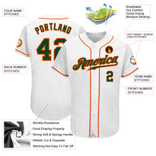 Load image into Gallery viewer, Custom White Green-Orange Authentic Baseball Jersey
