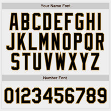 Load image into Gallery viewer, Custom White Black Pinstripe Black Old Gold-Red Authentic Baseball Jersey
