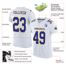 Load image into Gallery viewer, Custom White Royal-Gold Mesh Authentic Football Jersey
