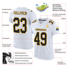 Load image into Gallery viewer, Custom White Black-Gold Mesh Authentic Football Jersey
