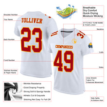 Load image into Gallery viewer, Custom White Red-Gold Mesh Authentic Football Jersey
