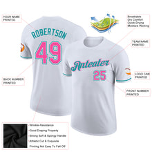 Load image into Gallery viewer, Custom White Pink-Teal Performance T-Shirt
