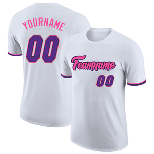 Custom White Purple Black-Pink Performance T-Shirt