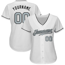 Load image into Gallery viewer, Custom White Silver-Black Authentic Baseball Jersey
