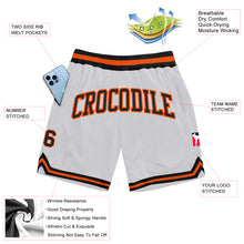 Load image into Gallery viewer, Custom White Black-Orange Authentic Throwback Basketball Shorts
