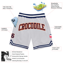 Load image into Gallery viewer, Custom White Navy-Orange Authentic Throwback Basketball Shorts
