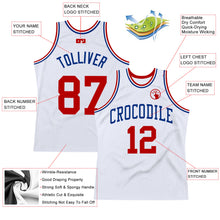 Load image into Gallery viewer, Custom White Red-Royal Authentic Throwback Basketball Jersey
