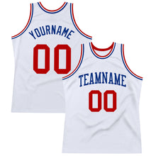 Load image into Gallery viewer, Custom White Red-Royal Authentic Throwback Basketball Jersey
