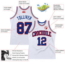 Load image into Gallery viewer, Custom White Royal-Red Authentic Throwback Basketball Jersey
