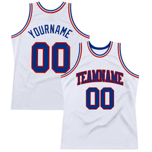 Load image into Gallery viewer, Custom White Royal-Red Authentic Throwback Basketball Jersey
