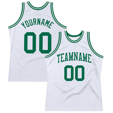 Custom White Kelly Green Authentic Throwback Basketball Jersey