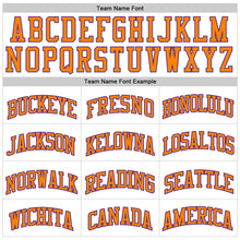 Load image into Gallery viewer, Custom White Purple-Bay Orange Authentic Throwback Basketball Jersey
