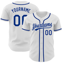 Load image into Gallery viewer, Custom White Royal Authentic Baseball Jersey

