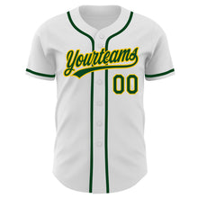 Load image into Gallery viewer, Custom White Green-Gold Authentic Baseball Jersey
