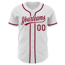 Load image into Gallery viewer, Custom White Crimson-Gray Authentic Baseball Jersey

