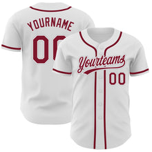 Load image into Gallery viewer, Custom White Crimson-Gray Authentic Baseball Jersey
