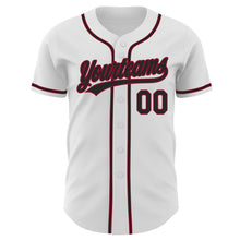 Load image into Gallery viewer, Custom White Black-Crimson Authentic Baseball Jersey
