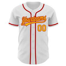 Load image into Gallery viewer, Custom White Gold-Red Authentic Baseball Jersey
