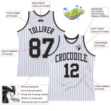 Load image into Gallery viewer, Custom White Black Pinstripe Black-Gray Authentic Basketball Jersey

