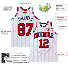 Load image into Gallery viewer, Custom White Red Pinstripe Red-Navy Authentic Basketball Jersey
