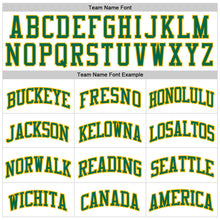 Load image into Gallery viewer, Custom White Kelly Green Pinstripe Kelly Green-Gold Authentic Basketball Jersey
