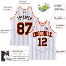 Load image into Gallery viewer, Custom White Brown Pinstripe Brown-Orange Authentic Basketball Jersey
