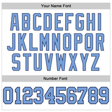Load image into Gallery viewer, Custom White Light Blue Pinstripe Light Blue-Navy Authentic Basketball Jersey
