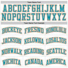 Load image into Gallery viewer, Custom White Teal Pinstripe Teal-Orange Authentic Basketball Jersey
