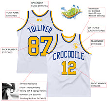 Load image into Gallery viewer, Custom White Gold-Royal Authentic Throwback Basketball Jersey

