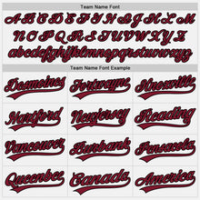 Load image into Gallery viewer, Custom White Black Pinstripe Crimson Authentic Baseball Jersey
