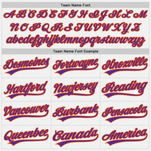 Load image into Gallery viewer, Custom White Purple Pinstripe Orange Authentic Baseball Jersey

